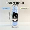 1PC Black Cat Eating Noodle Print 750ml Color Plastic Sports Water Bottle Leakproof Flip Straw Lid Suitable for Sports Office Home Use