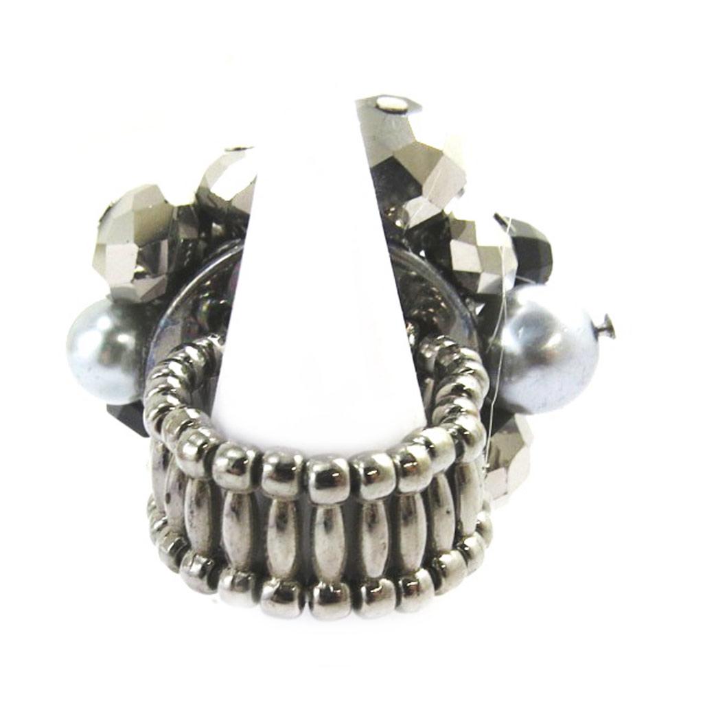 Les Trésors De Lily [M2573] - Anthracite Gray 'Sissi' Crystal Ring - 4 Cm