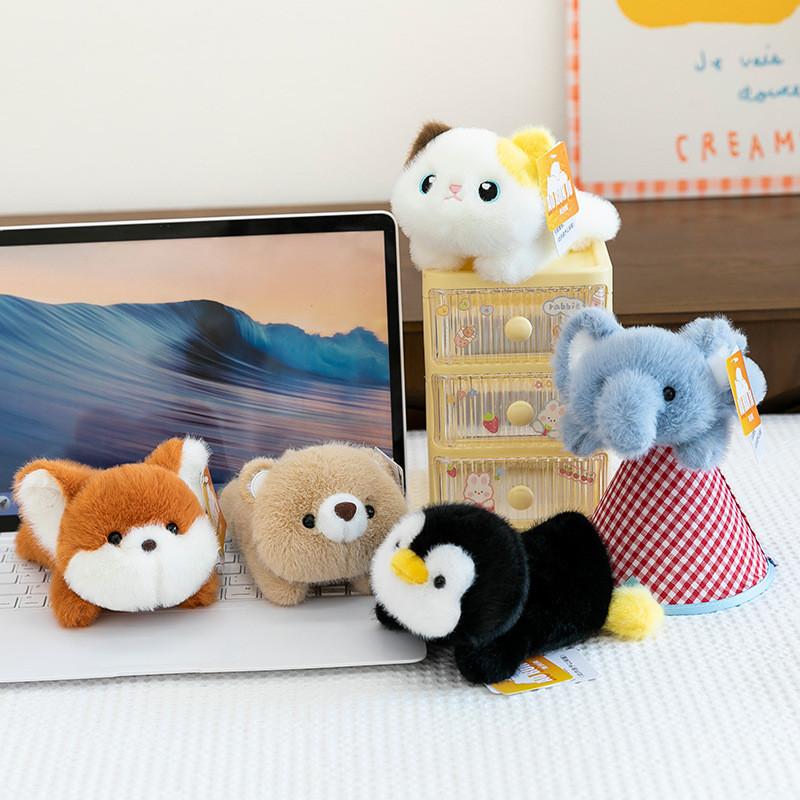 Fox Elephant Penguin Cat Panda Rabbit Cartoon Animal Lying Posture Plush Pendant