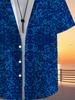 Men's Casual Shirt with Fashionable Tropical-Inspired Mixed Element Print - Short Sleeve Button-Up Design for Summer Outdoor and Leisure Wear
