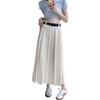 Grauer Midi-Rock mit hoher Taille, Falten, A-Linie - Schlankmachend, Petite, Französischer Stil für Frühling und Sommer
