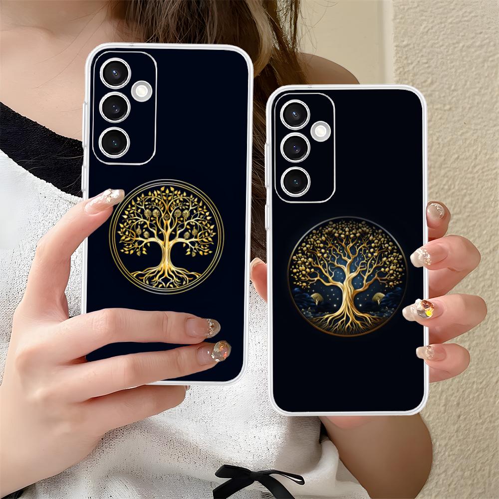 World Life Tree Mobile Phone Case for Samsung Galaxy S25 S24 S23 S22 S21Plus FE Ultra Clear Colorful Cover Smartphone Cover