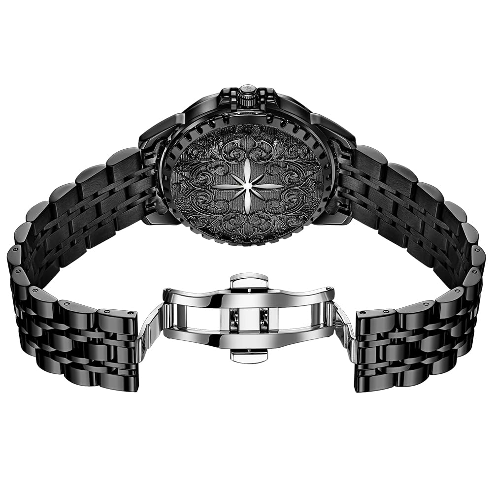 OLEVS Quartz Fragrance Stainless Date Brand Black Men's Watch, Steel, Waterproof, Display, Calendar, Luminous, Popular, Stylish, Name,