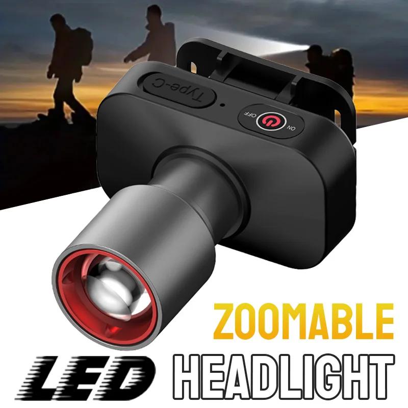 Hands-Free Rechargeable Headlamp Ultra-Bright Zoomable LED with 3 Lighting Modes Essential Outdoor Gear for Camping & Fishing