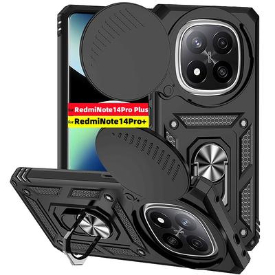 Pouzdro pro Xiaomi Redmi Note 14 Pro Plus, brnění, slide, ochranný kryt objektivu, kryt telefonu, Redmi Note 14 Pro+ 5G, kroužek, stojánek, nárazuvzdorné funda