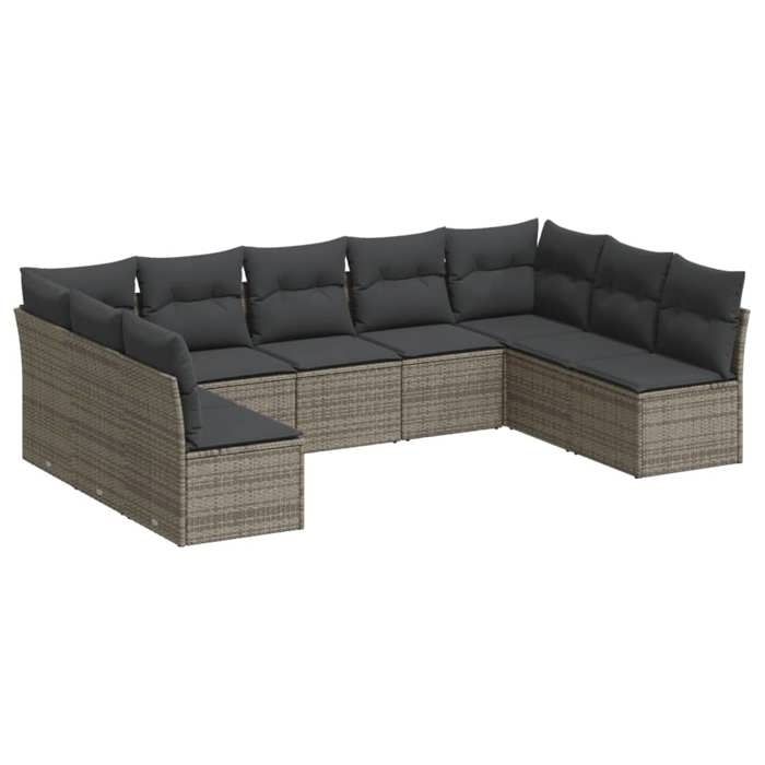 VidaXL Salon de Jardin avec Coussins 9 pcs, Canapés avec Pieds Réglables, Ensemble de Meubles d'Extérieur Patio Terrasse, 3249909