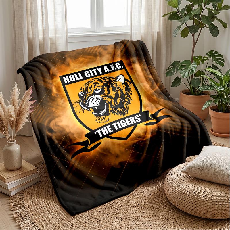 Couverture en Flanelle Polaire Hull FC Couverture Douillette Chaude Confortable Pour Canapé Lit Voyage Utilisation Toutes Saisons
