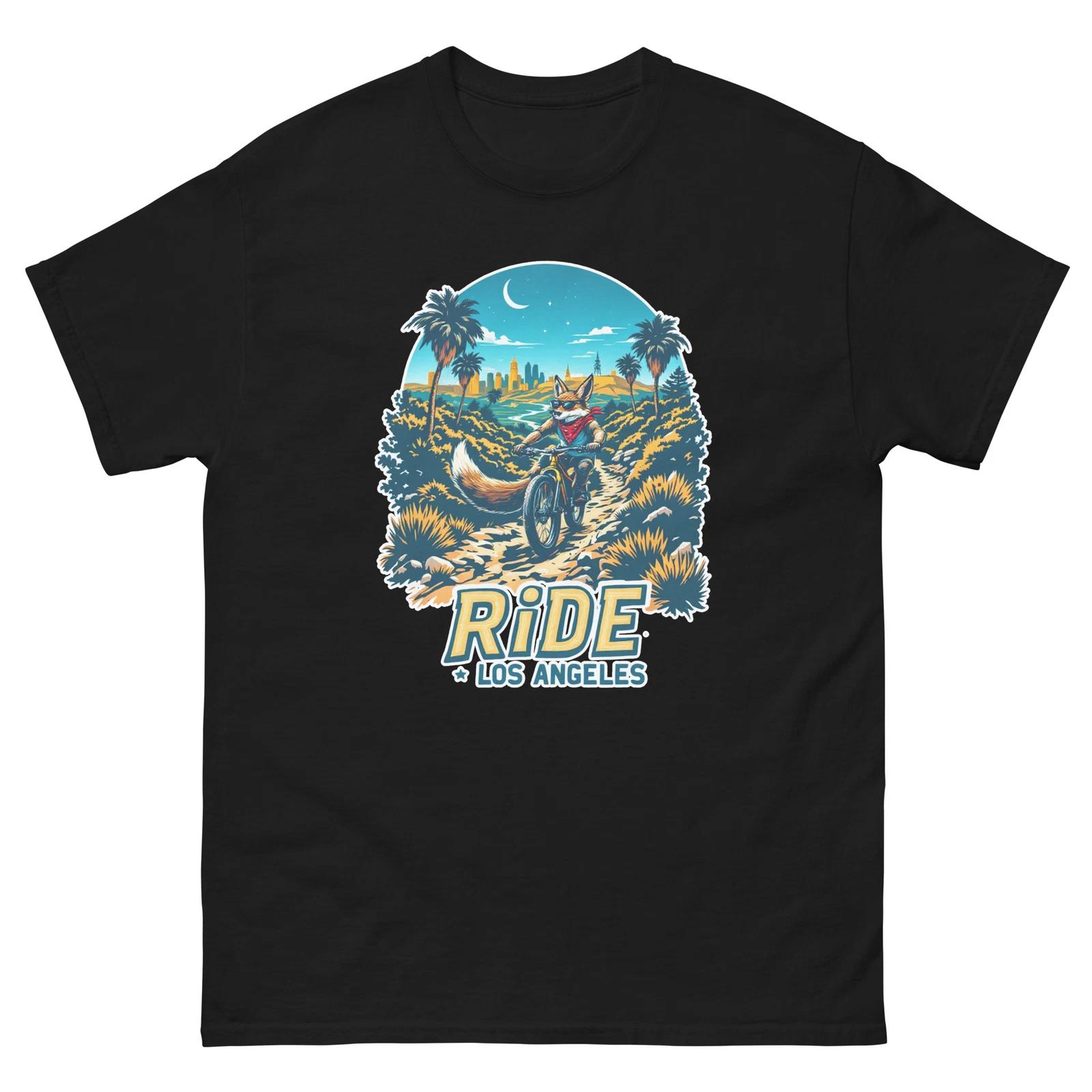 Ride Los Angeles Fox Fun USA Bike Cycling Animal T-Shirt XL