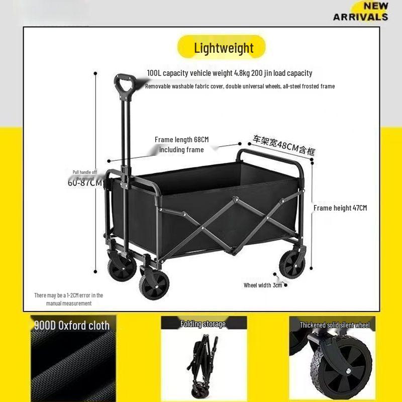 Extra Large Folding Outdoor Camping Handcart with Drawbar