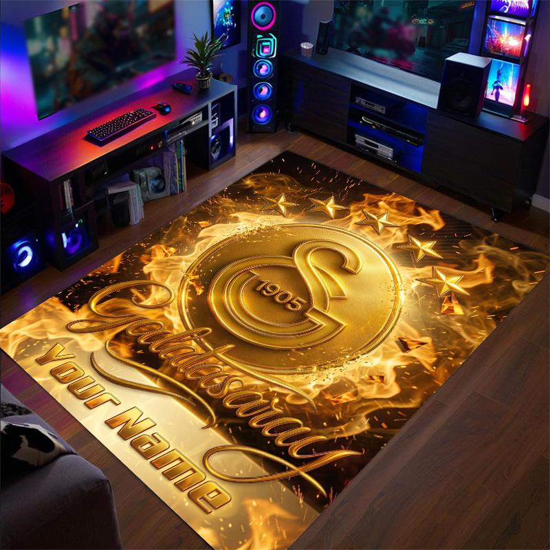 Crystal Velvet Rug Galatasaray FC Print Custom Name Text Floor Mat Home Decor