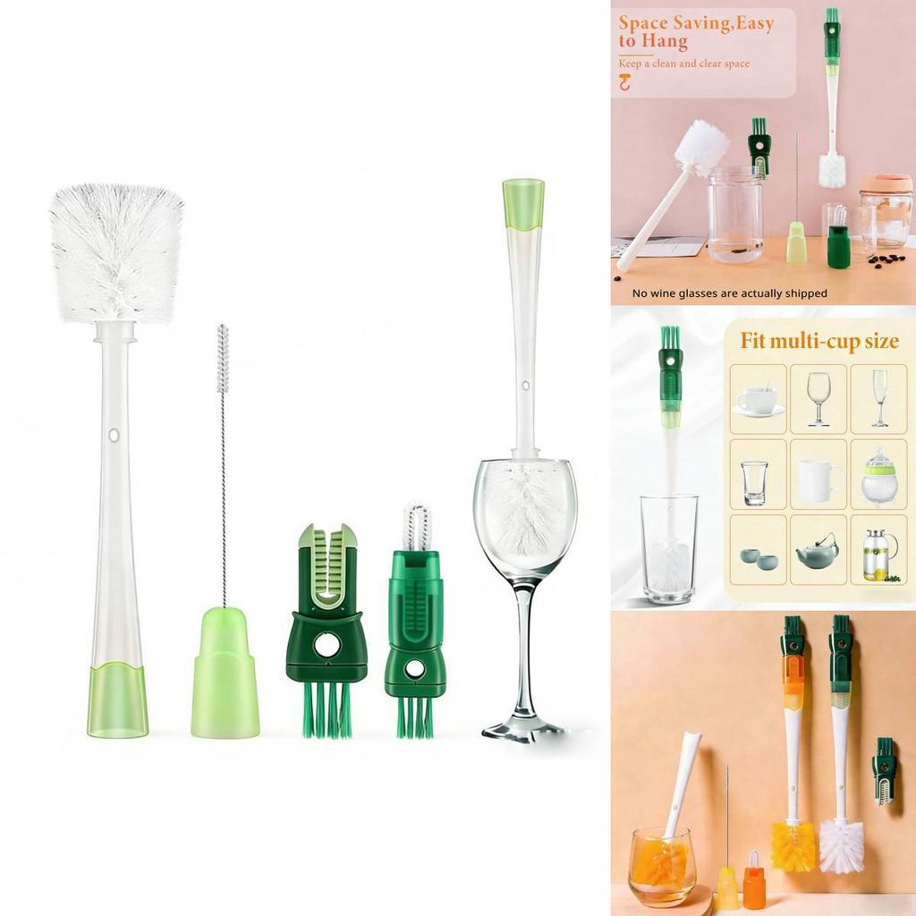 Five In One Kitchen Cup Cleaning Brush With Long Handle And Soft Head For Easy Use