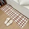 Irregular Plush Grid Runner Rug Non Slip Soft Long Bedside Floor Mat Minimalist Black White Bedroom Home Decor Carpet