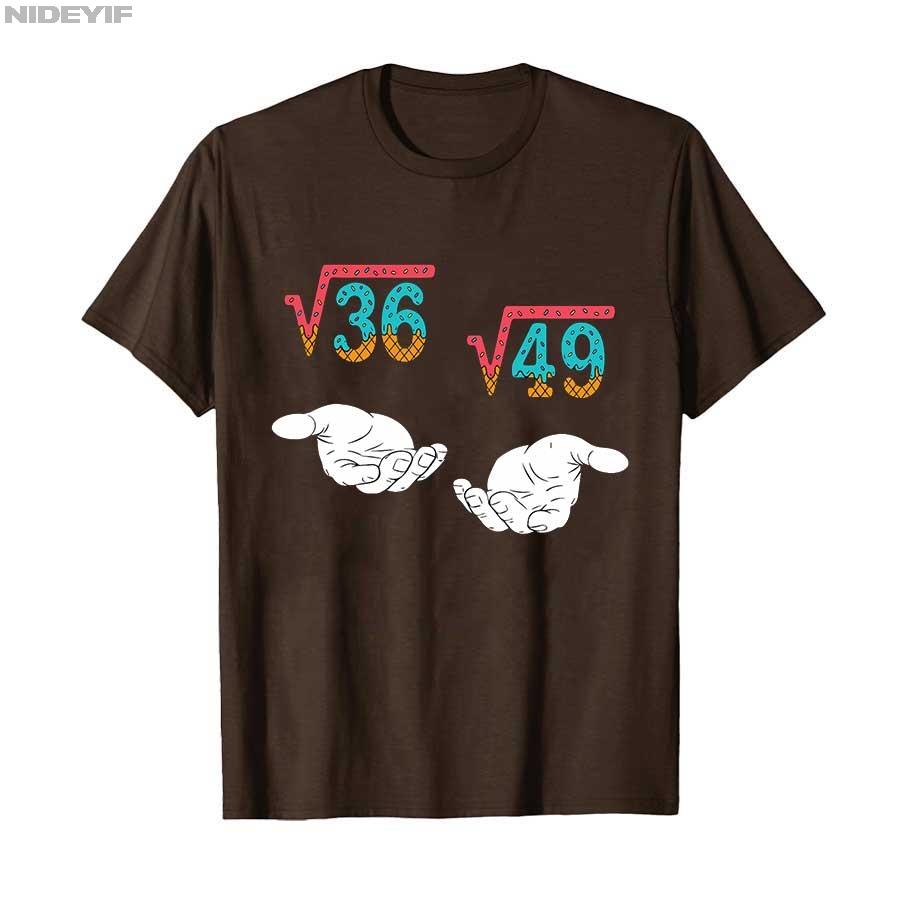Square Root 36 49 Meme 67 Ice Cream Drip Math Teacher T-shirt For Men Women 100% Cotton T Shirts Short Sleeve Tops 1004-1