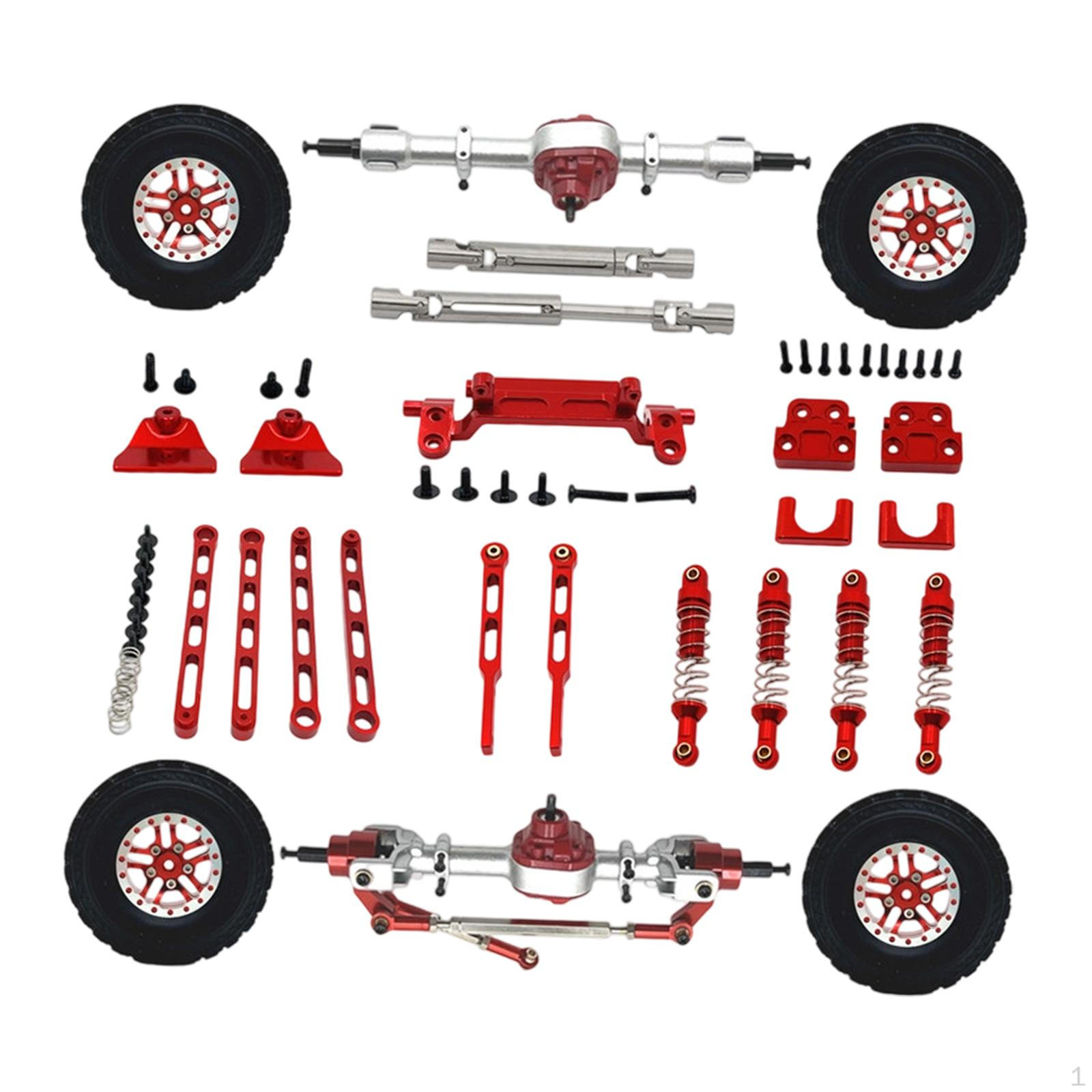 

1 RC Car Front And Rear Axle Kit, Metal Repair Replacement Suspension, Heavy-Duty Function, червоний