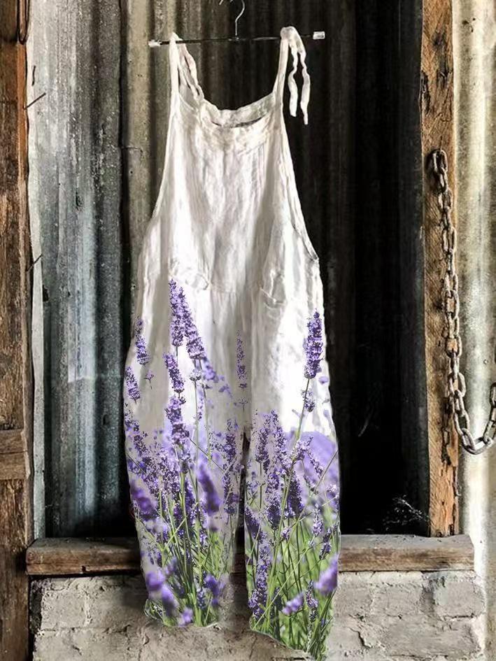 2025 Summer Retro Print Wide-Leg Women's Jumpsuit