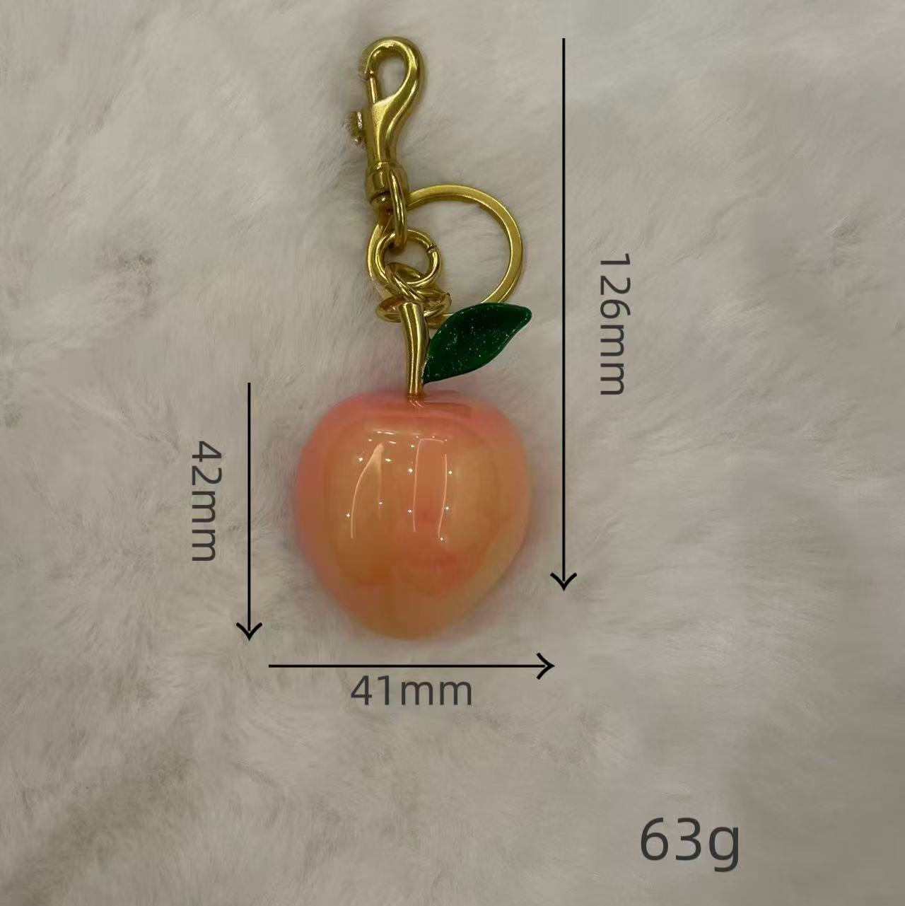Fruit Pendant, Peach Keychain Bag, Peach Decorative Chain, Keyring Jewelry.