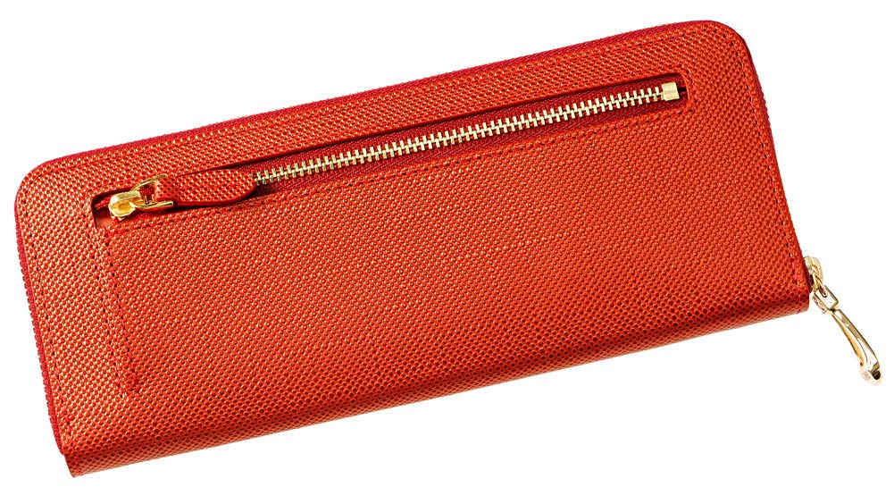 Cypris Pon Compact Honeycell Long Wallet with Zipper Perfect Gift for 6465 Closure, Women's Leather, Father's Day, Mother's Day, Birthdays, Red,