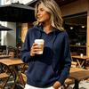 Daily Wear Hoodie Women Knit for Fall Winter, Long Sleeve Pullover Sweater Cozy Autumn Outerwear with Front Pocket, Solid Color Casual Hooded Top