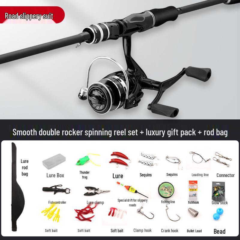 Beginner's Complete Lure Fishing Set: Long-Casting Rod with Guide Rings