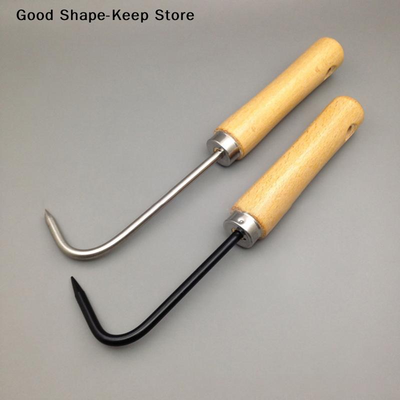 Daily21.5cm Wooden Handle Durable Grass Hook Firm Carbon Steel Bonsai Tools Hook Robust Grass Root HookDaily Products