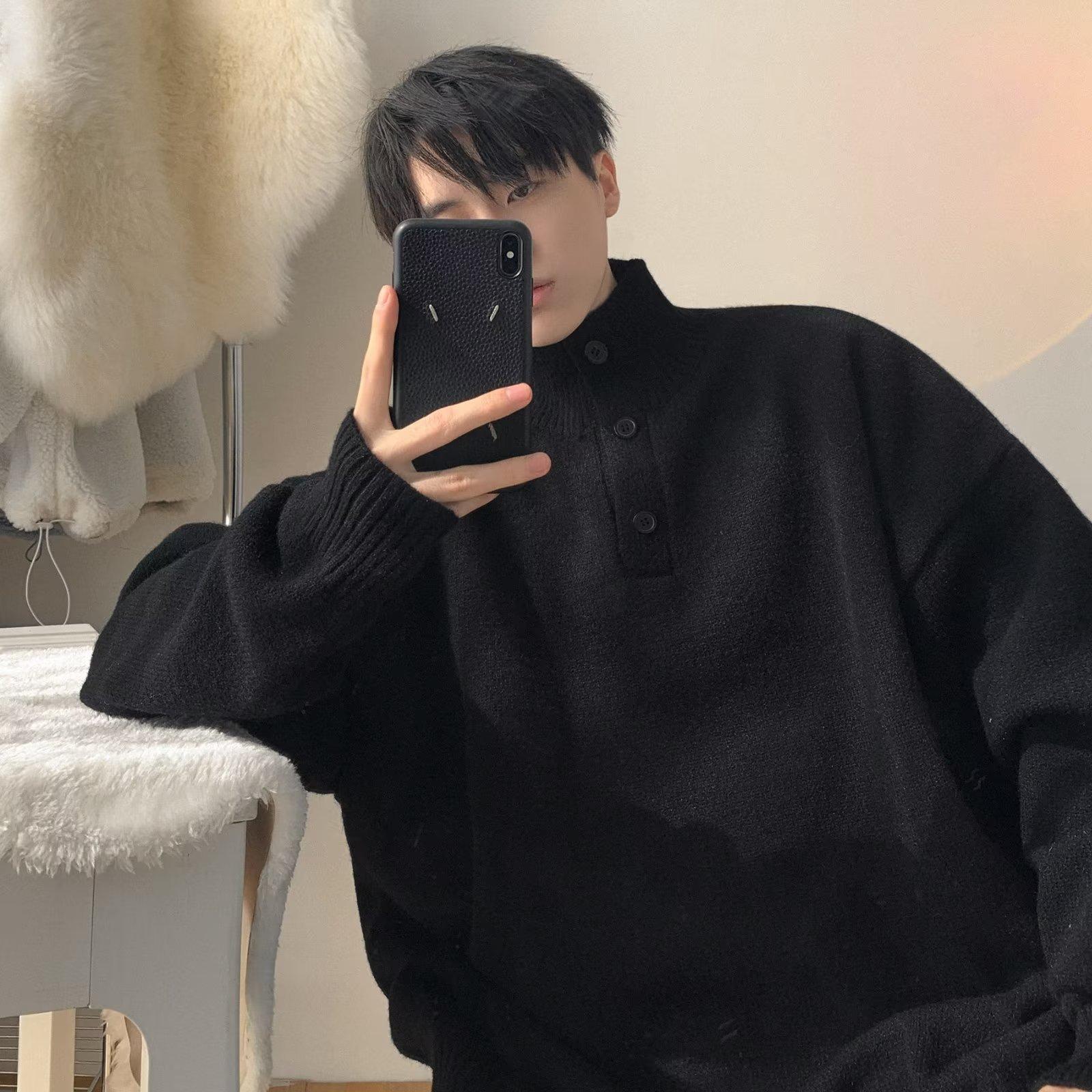 

Мужской свитер с полуводолазкой на осень и зиму, модный свободный и ленивый свитер с нишевой уличнй курткой-свитером 2XL