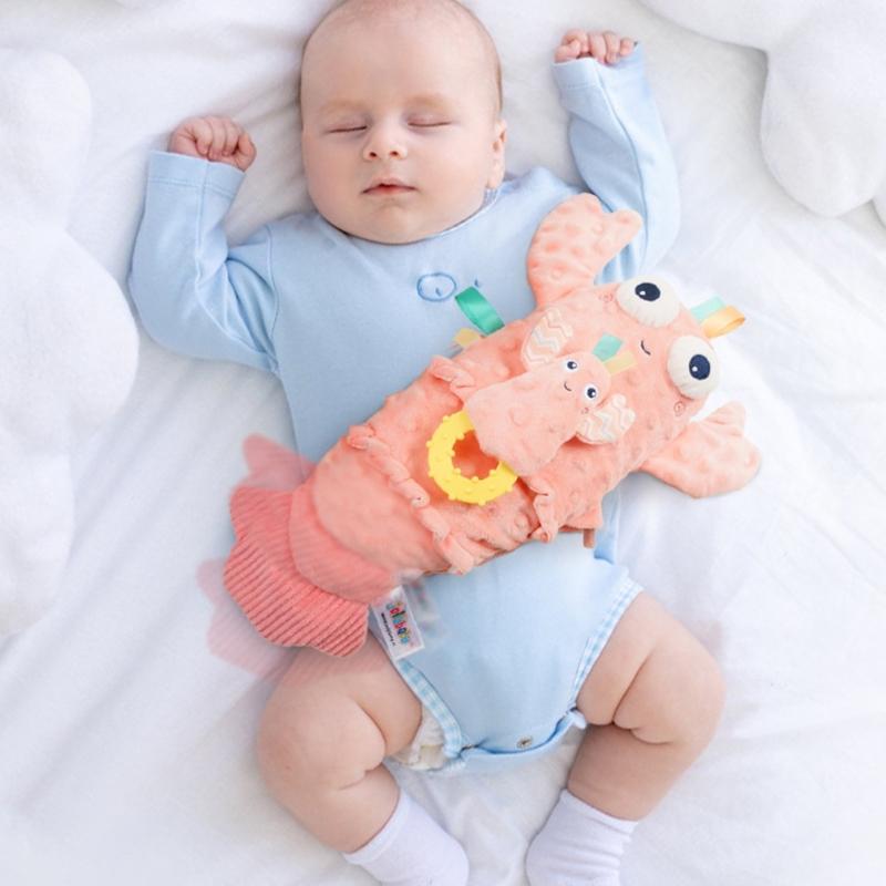 Newborns Baby Plush Animal Doll Cartoon Animal Tail Wagging Pillow Baby Soothing Toy 0-1 Year Infant Puzzle Toy