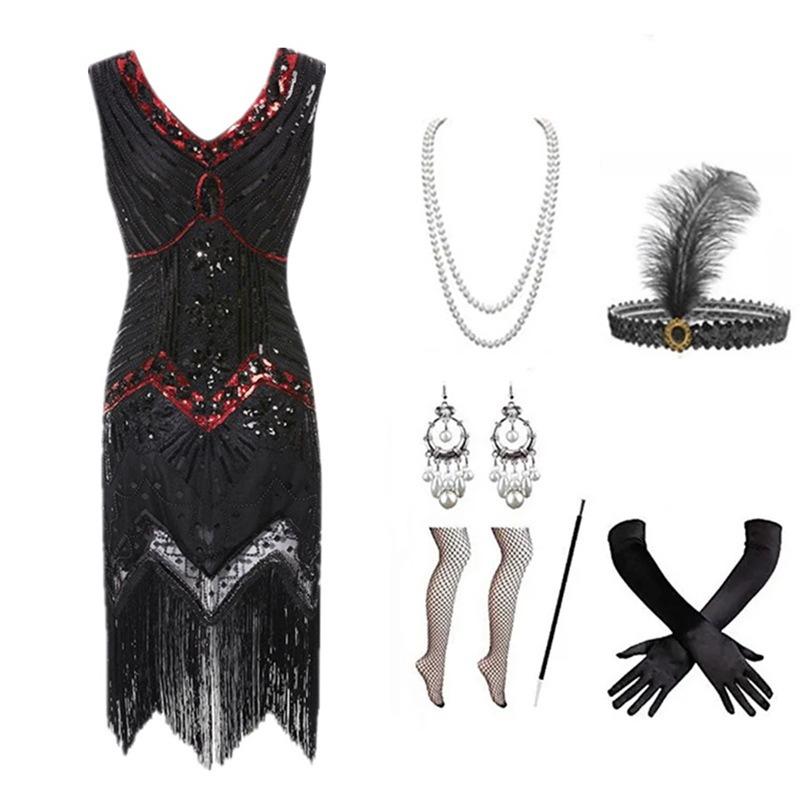1920s Gatsby-Inspired Beaded Sequin Fringe Dress - Retro Evening Style for Women