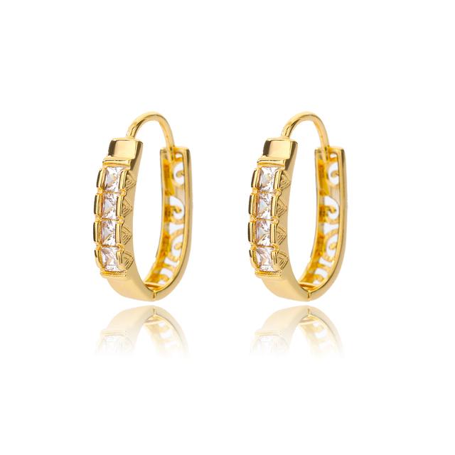 Brincos de Argola Quadrados e Redondos Para Mulheres Aço Inoxidável Brilhante Zircônia Cúbica Brinco Tendência Joias de Festa Presente de Casal Brinco