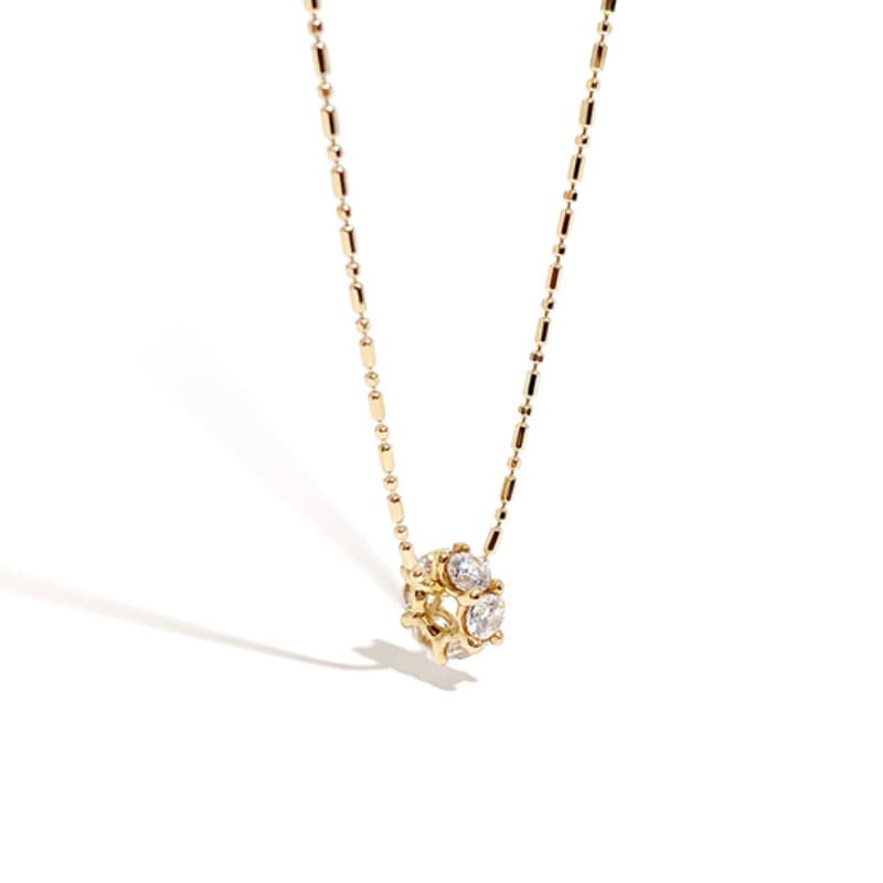 MAYBETOI 14k Radiant Fine Full Cubic Pendant Necklace