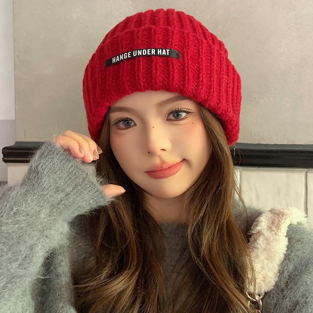 Căciuli beanie largi stil nou, căciulă caldă de iarnă, căciulă Y2K, căciuli beanie pentru femei, căciulă de iarnă culoare uni, căciuli tricotate pentru fete, cadou