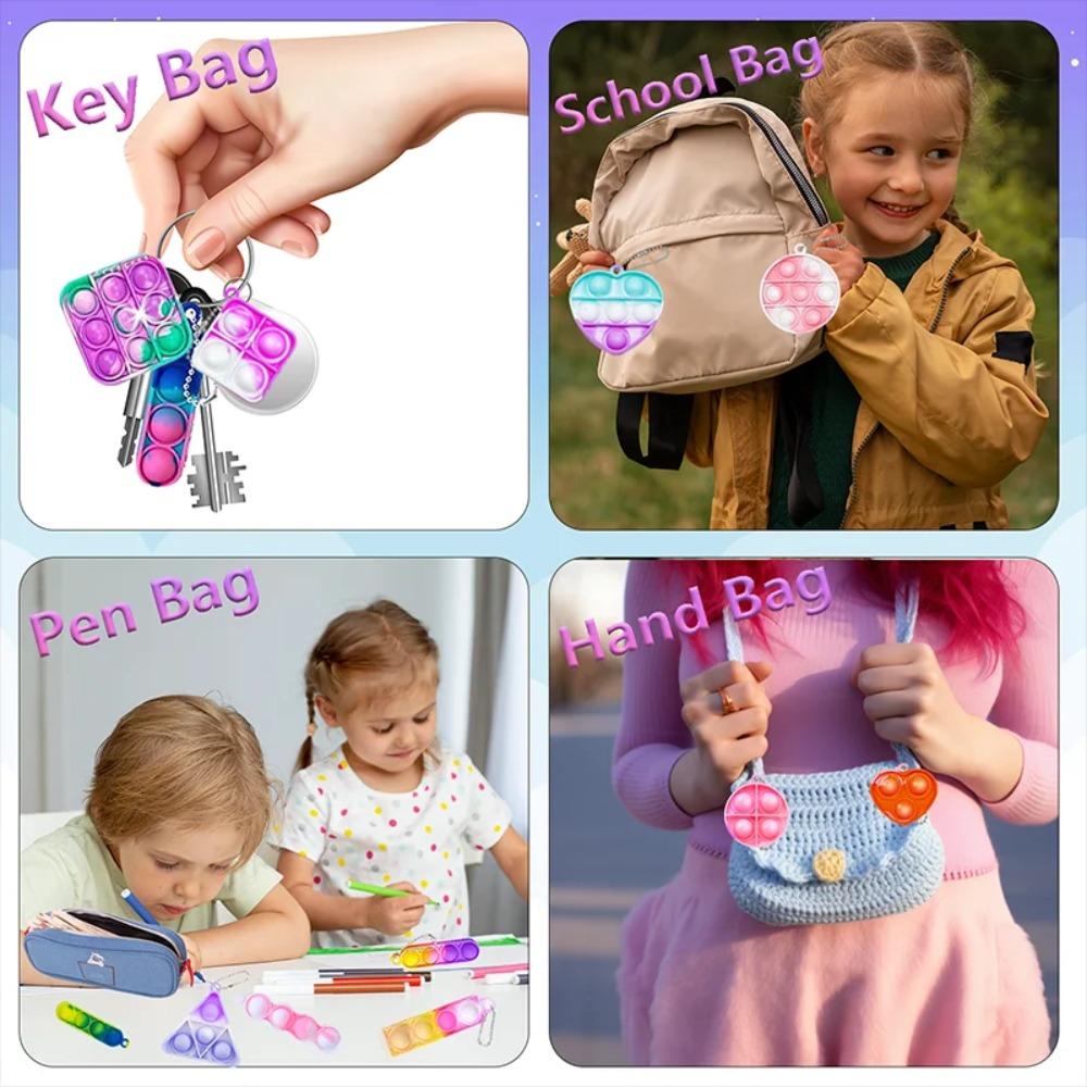 Mini Pop Keychain Fidget Toys Push Pop Bulk Keychain Party Favors For Kids Pop Bubble Toys Pack Boys Girls Adults