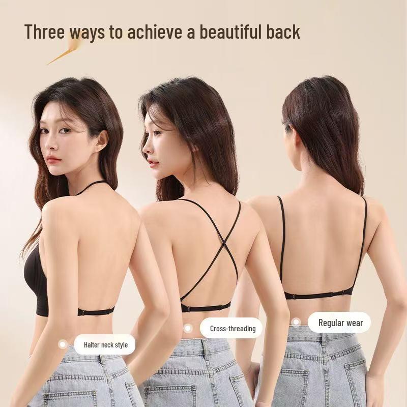Seamless Wireless Jelly Bra with Breathable Thin Straps for Women's Back Support