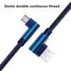 2,4V Geeignet für Dual-Ellbogen-Datenkabel Apple Android Typ-c Telefon USB Schnellladung Gewebtes Denim-Ladekabel Übertragung 1M