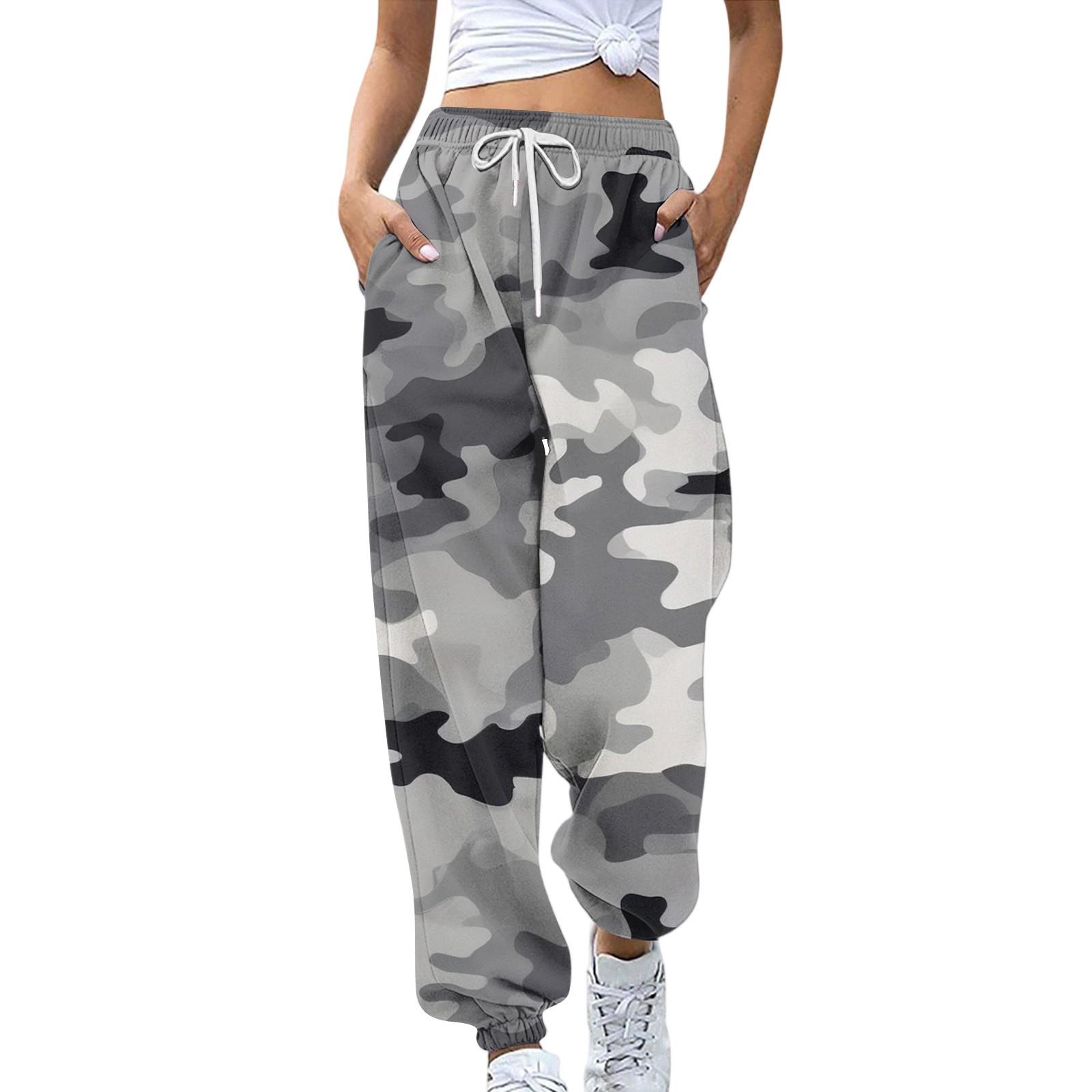 

Женские спортивные брюки с карманами, модные брюки с камуфляжным принтом, эластичные брюки на талии, повседневные спортивные штаны XXL