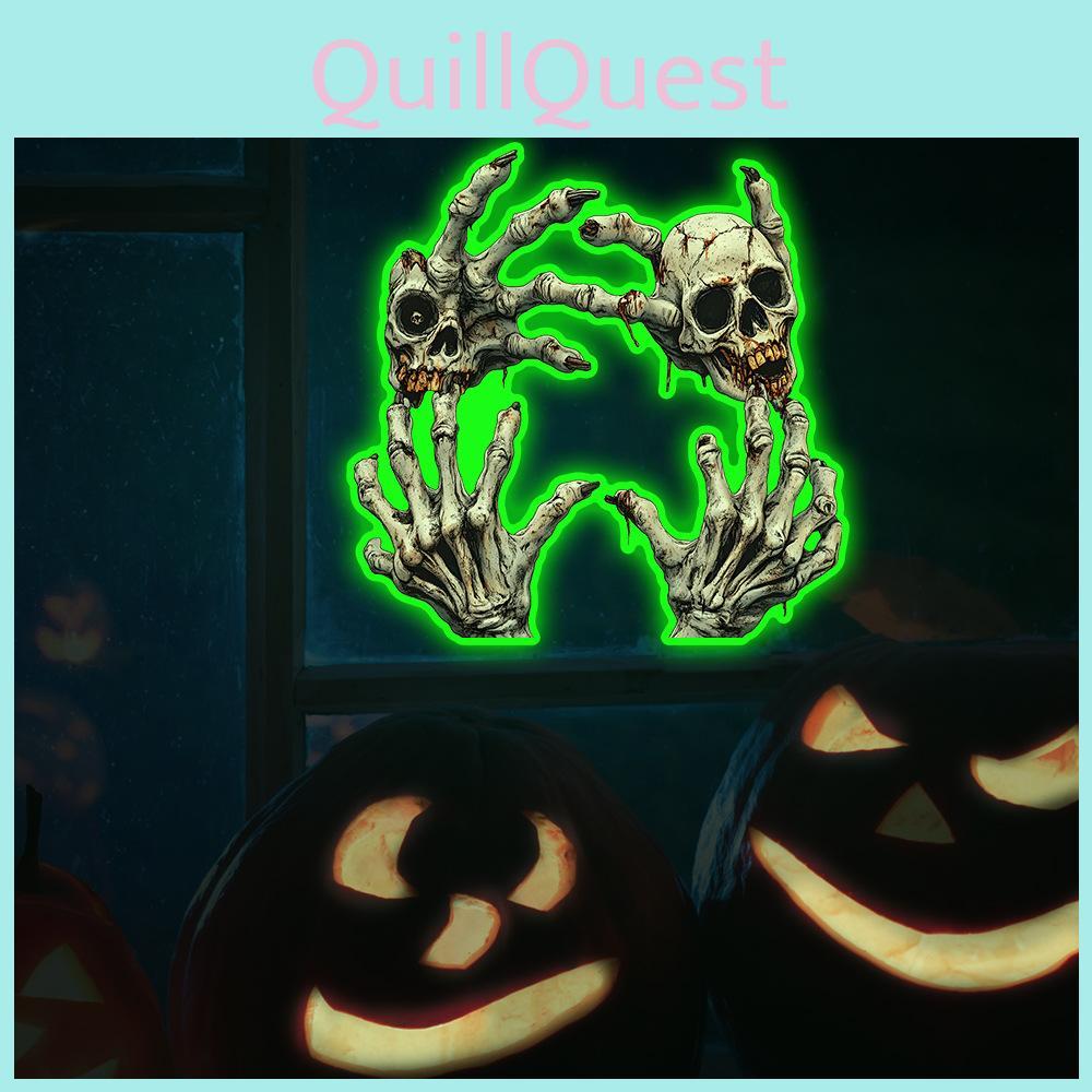 Glow Halloween Green Skull Palm Decal Wall Sticker For Home And Office Spaces