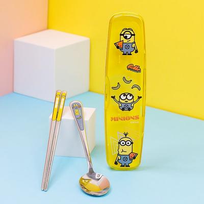 Lilpang Infant Minions All-in-One All-Stainless Steel Spoon Clear Case Set, Mixed Colors, 1 Set