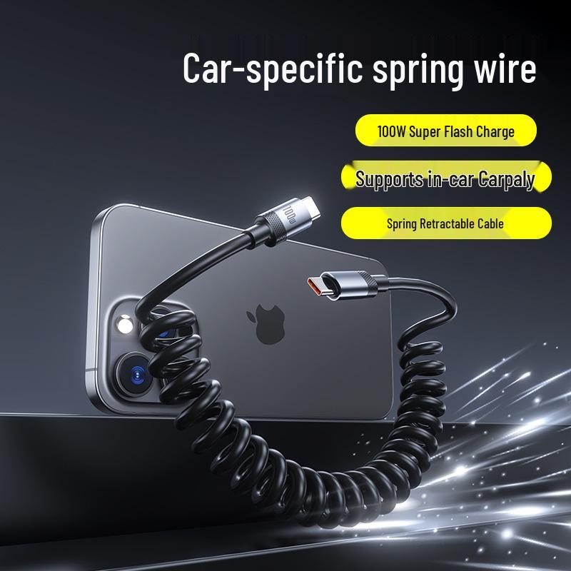 100W Dual Type-C Fast Charging Retractable Cable for Apple & Huawei Honor
