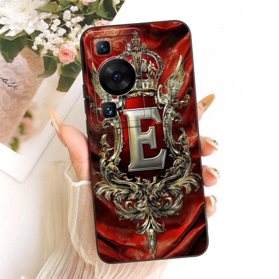 For Huawei P60 LNA-LX9 Case For Huawei P60 Pro MNA-AL00 Cover Luxury A-Z Letters 2D Painted Silicone Casing