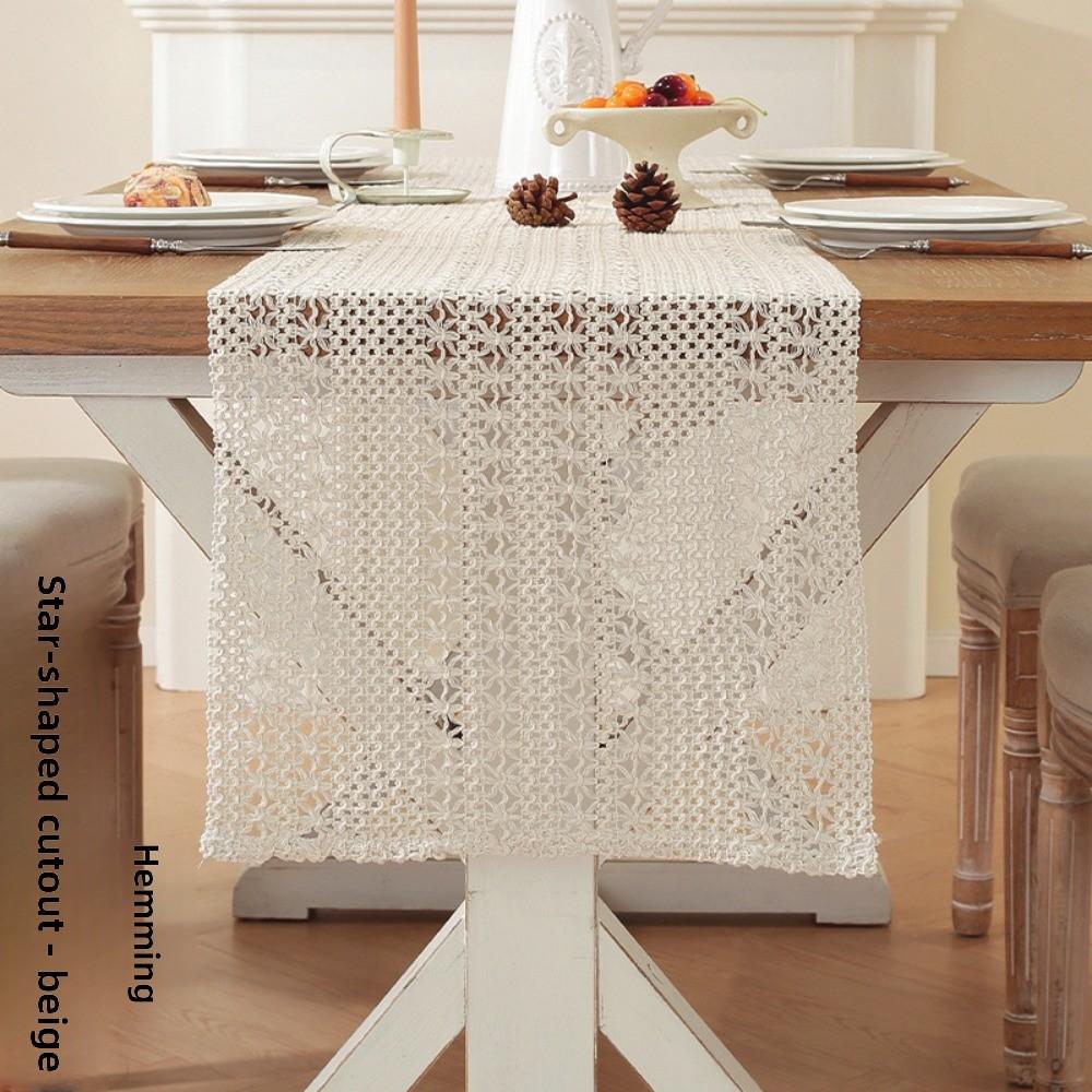 

Винтажная льняная хлопковая рождественская скатерть-дорожка в американском стиле, кружевное плетение, бахрома, праздничное украшение 35 * 120cm