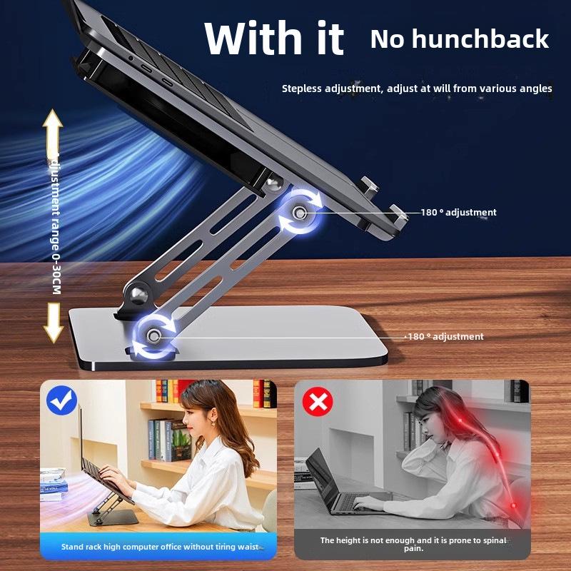 Adjustable Turbo Cooling Laptop Stand: Suspended Carbon Steel Base for Heightened Cooling