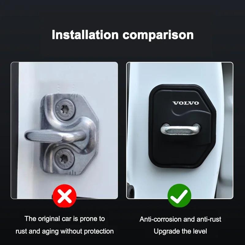 2/4PCS Silicone Car Badge Door Lock Cover Sticker For Volvo S40 S80L S60 S90 XC40 XC60 XC90 V40 V60 V90 Accessories