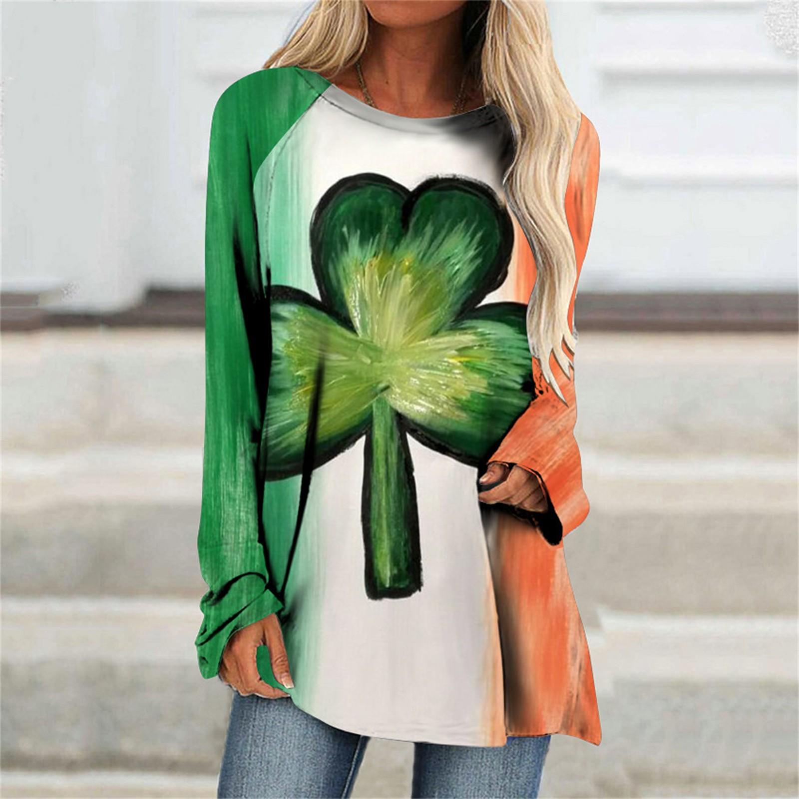 

Модні жіночі повсякденні вільні футболки з круглим вирізом і довгими рукавами з принтом XL помаранчевий