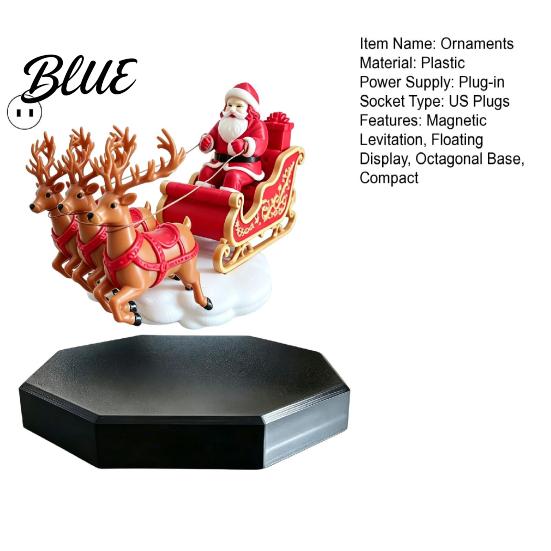 Modern Xmas Table Ornament Floating Santa Sleigh, Magnetic Levitation Santa's Flying Sleigh Ornament, Christmas Desktop Display for Home, Office,