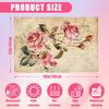 Vintage Rose Placemats Set of 6,12x18 Inch Spring Floral Linen Place Mat Washable Stain Resistant Table Mats