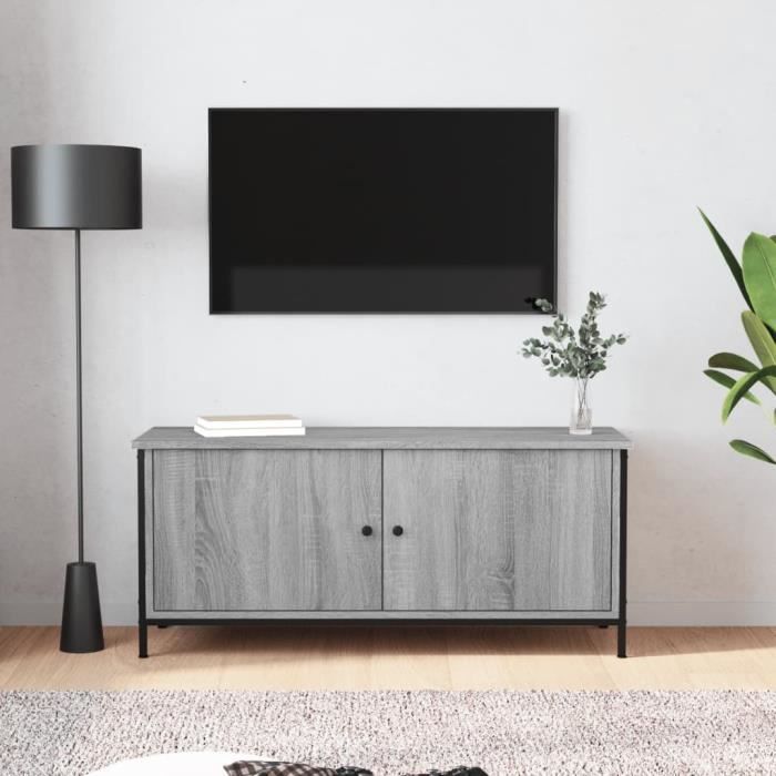 VidaXL Meuble TV avec portes sonoma gris 102x35x45cm bois d'ingénierie 826293