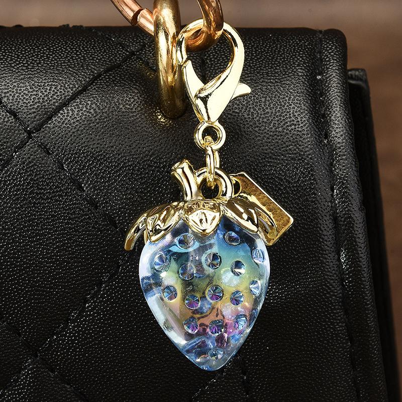 Strawberry Keychain Transparent Keyring Stylish Pendant Keychains Exquisite Backpack Decoration Accessories Gifts