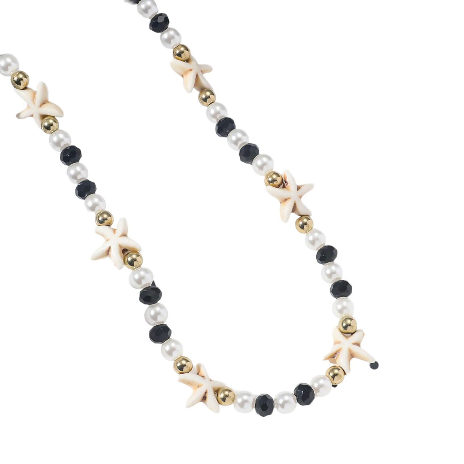 

Стильное пляжное ожерелье Ручная работа Ювелирные изделия Ожерелье с морской звездой Женские аксессуары Короткое ожерелье Подходит для вечеринки на каждый день чёрный