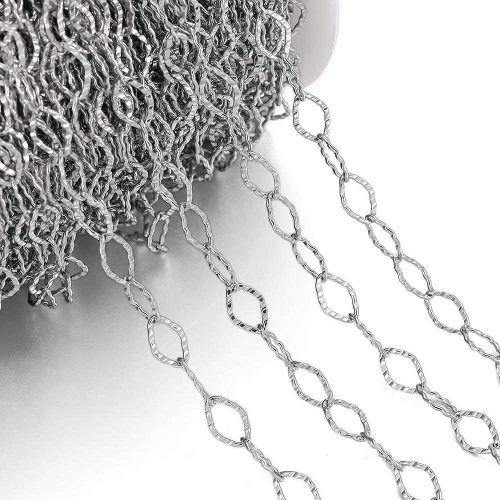 1Meter/Pack Two Sizes 304 Stainless Steel Oval Shape Handmade Chains for DIY Necklace Bracelets Jewelry Making Accessories