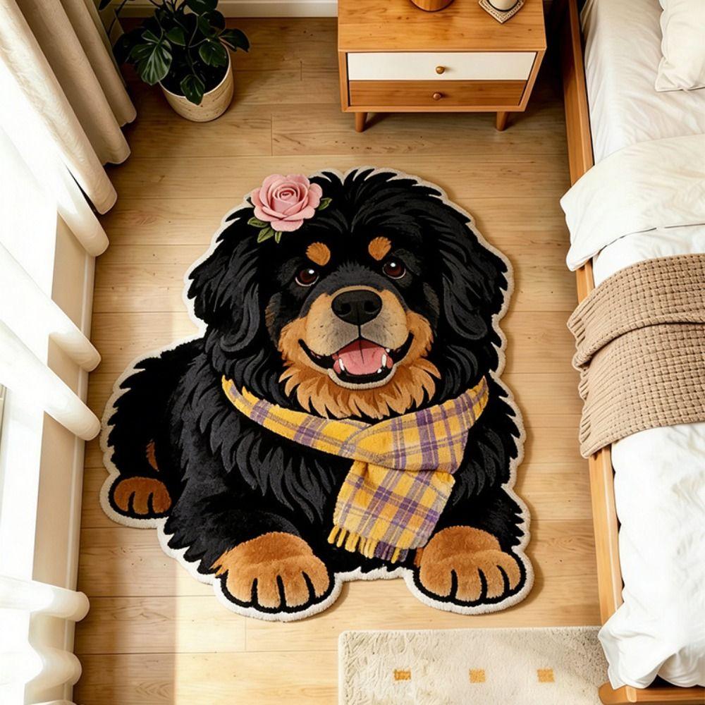 2D Home Decor Carpet Non-Slip Cartoon Carpet Soft Dog-Shaped Area Rug  Living Rooms