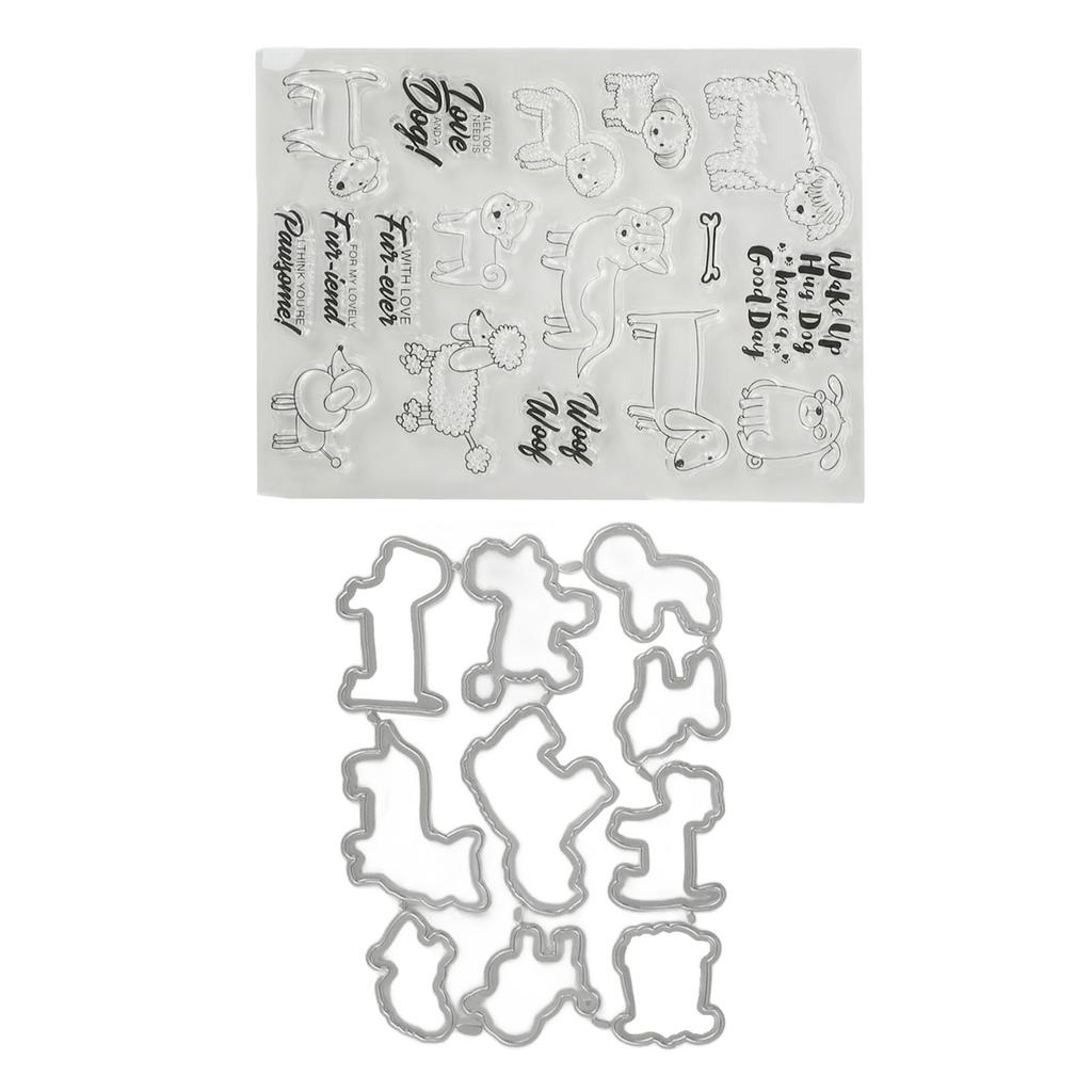 Súprava čírych pečiatok Jedinečný dizajn psa a ovce Priehľadná pečiatka Embosovacia vyrezávacia sada pre DIY Scrapbook Remeslá